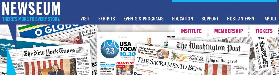 header for Newseum website